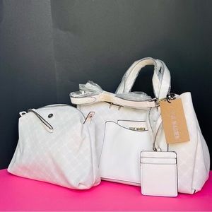 Steve Madden Bparker White Logo Crossbody Purse Shoulder bag White